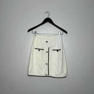 RIHOAS Cream Mini Skirt with Black Accents